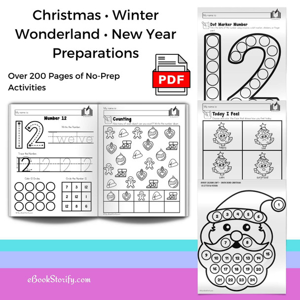 Preschool December Curriculum - Christmas Activities Bundle - PreK Worksheets & Crafts eBookStorify