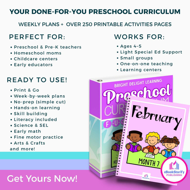 Preschool February Curriculum - Valentines Day Activities Bundle by eBookStorify