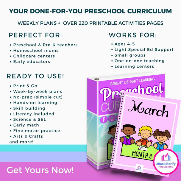 Preschool PreK March Curriculum - Spring Activities Bundle by eBookStorify