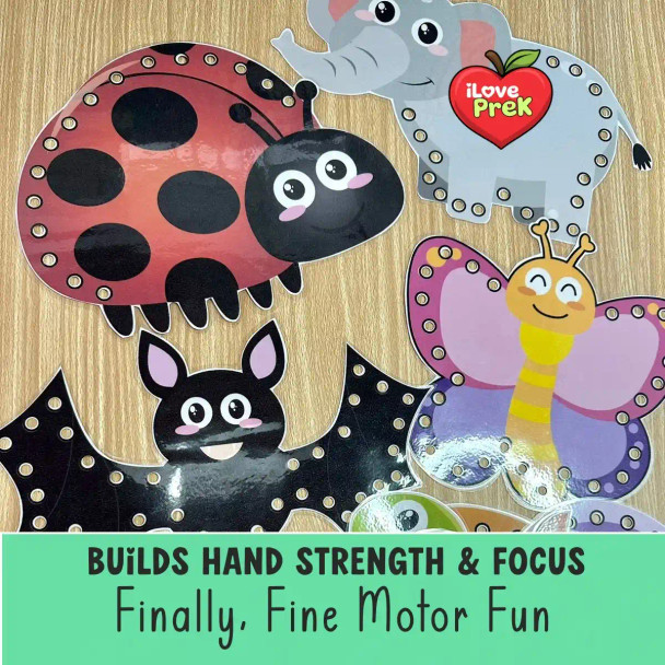 Animal lacing cards set of 12 printable fine motor activity for toddlers and preschoolers