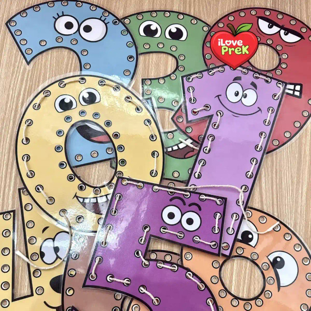 Number Lacing Cards 0-9 - Toddler, Preschool Fine Motor Activity eBookStorify