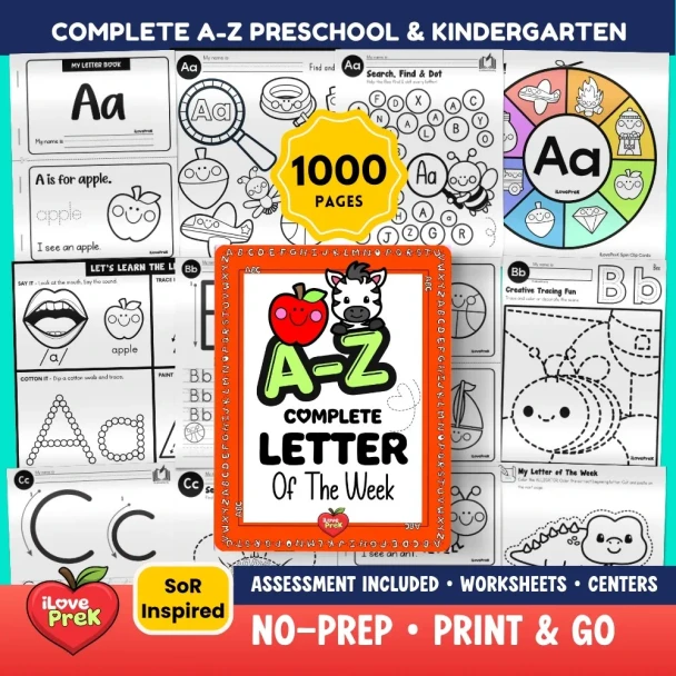 Alphabet Mastery Bundle cover: 1000+ printable Pre-K and Kindergarten pages