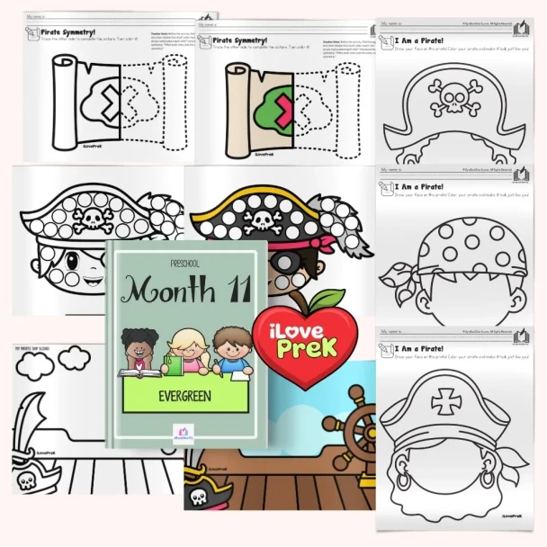Pirates imaginative play worksheet for preschool creative development activities