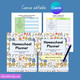 Ultimate homeschool planner used digitally on tablet screen through Canva for paperless homeschool planning