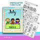 Kindergarten July curriculum with 100 pages of summer review activities preventing summer slide for homeschooling and classroom teacher