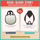 Illustrated read-aloud story pages that teach the penguin life cycle.