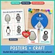 Penguin life cycle wall poster stage cards, mini poster and finished life cycle wheel craft.