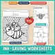 Black and white bee life cycle worksheets with pattern coloring and cut and paste sequencing.