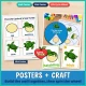 Sea Turtle life cycle wall poster stage cards, mini poster and finished life cycle wheel craft.