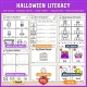 Halloween literacy pages with CVC words, position words, bedtime sequencing, a little reader and the ghost house hunt.