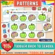Back to School AB patterns for toddlers: cut and paste Who Comes Next? pattern train pages for ages 2 to 3.