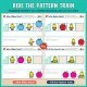 Ride the pattern train: Back to School Who Rides Next? and Fill the Train pages for toddlers.