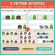Five fairy tale pattern activities for toddlers: Who Rides Next?, Fill the Train, Copy the Pattern, Who Comes Next? and Finish the Pattern.