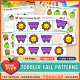 Fall AB patterns for toddlers: cut and paste Who Comes Next? pattern train pages for ages 2 to 3.