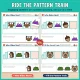 Ride the pattern train: Forest Who Rides Next? and Fill the Train pages for toddlers.