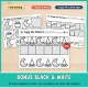 Bonus black and white halloween pattern pages to color, cut and glue, with no color ink needed.