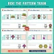 Ride the pattern train: Spring Who Rides Next? and Fill the Train pages for toddlers.