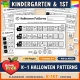 Halloween patterns for kindergarten and 1st grade: cut and paste pattern trains from AB to ABCD.