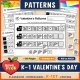 Valentine's Day patterns for kindergarten and 1st grade: cut and paste pattern trains from AB to ABCD.