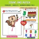 Count and Match color mats with number cards 1 to 5, like How Many Acorns? with a squirrel.