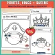 Pirate, king and queen faces: glue the face pieces and become a character.