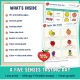 What is inside the five senses taste test: tasting chart, fruit page, sweet or salty sort and class graph.