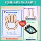 Color five senses play dough mats to laminate and use again, with brown and blue eyes.