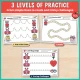 Three levels of Valentine's Day line tracing: Just a Dot lines, bordered roads, and tracing challenges.