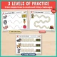 Three levels of Farm line tracing: Just a Dot lines, bordered roads, and tracing challenges.