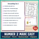 Checklist of everything included in the number 2 week, with the hidden Color by Number page.