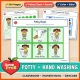 Potty training chart and hand washing visuals for toddlers, girl and boy sets.
