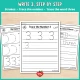Number 3 handwriting pages: strokes, trace the number and trace the word three.