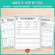 Number 9 handwriting pages: strokes, trace the number and trace the word nine.