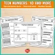 Teen numbers for 14: Ten and Some More, Tens and Ones and a number bond with a ten and some ones.