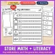 Store math and literacy: Pay with dollars, sort the groceries, shop and add.