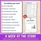 Checklist of everything included in the preschool Grocery Store Pretend Play unit, with the teacher guide.