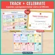 Pre-writing progress tracker, certificate and strokes poster.