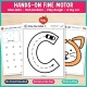 Hands-on fine motor pages for letter C: glue dots, dot markers, play dough, and a toy car on Drive the Letter C.