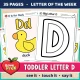 Toddler Letter D of the Week printables, D is for duck, with a color poster and a big letter page.