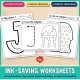 Ink-saving letter J worksheets for toddlers, including Trace the Jellyfish with one finger.