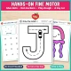 Hands-on fine motor pages for letter J: glue dots, dot markers, play dough, and a toy car on Drive the Letter J.