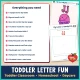 Checklist of everything included in the toddler letter J week, with the J Is for Jellyfish poster.