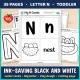 Black and white letter N pages: letter cards, big letter, play dough mat, and a first cutting page.