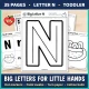 Big Letter N page for little hands, to fill with dot markers, paint swabs, torn paper, or cotton balls.