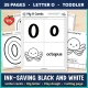 Black and white letter O pages: letter cards, big letter, play dough mat, and a first cutting page.