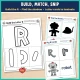 Build the R, Find the Shadow, and R letter cards for toddlers to cut, match, and laminate.