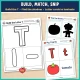 Build the T, Find the Shadow, and T letter cards for toddlers to cut, match, and laminate.