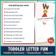 Checklist of everything included in the toddler letter V week, with the V Is for Volcano poster.