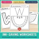 Ink-saving letter W worksheets for toddlers, including Trace the Watermelon with one finger.
