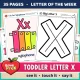 Toddler Letter X of the Week printables, X is for xylophone, with a color poster and a big letter page.